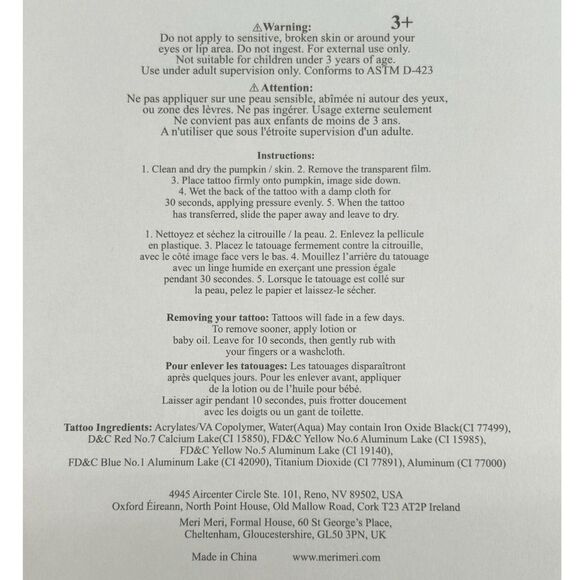 #2) Meri Meri Pumpkin Deco Kits. 8 Carving Templates, 3 Sheets Tattoo Transfers. - Picture 7 of 7